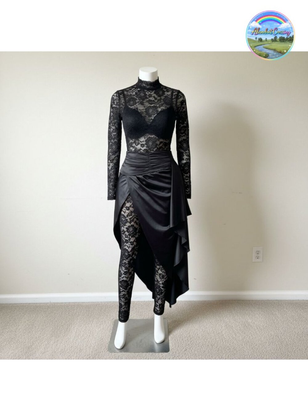 Women's Lace See Through Long Sleeve Jumpsuit Club Outfit